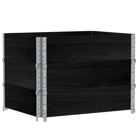 VidaXL Palettenaufsatzrahmen 3 Stk. 80x60 cm massives Kiefernholz schwarz