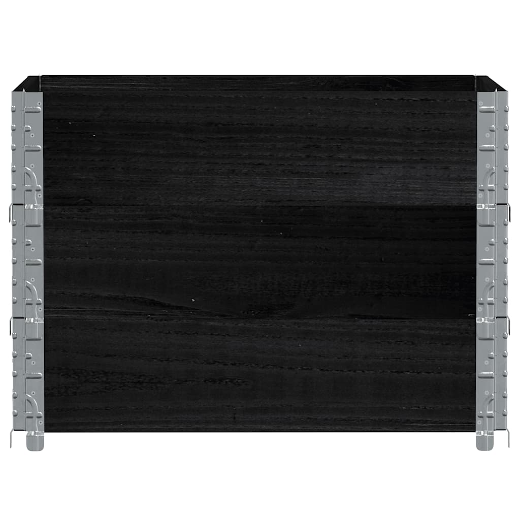 VidaXL Palettenaufsatzrahmen 3 Stk. 80x60 cm massives Kiefernholz schwarz