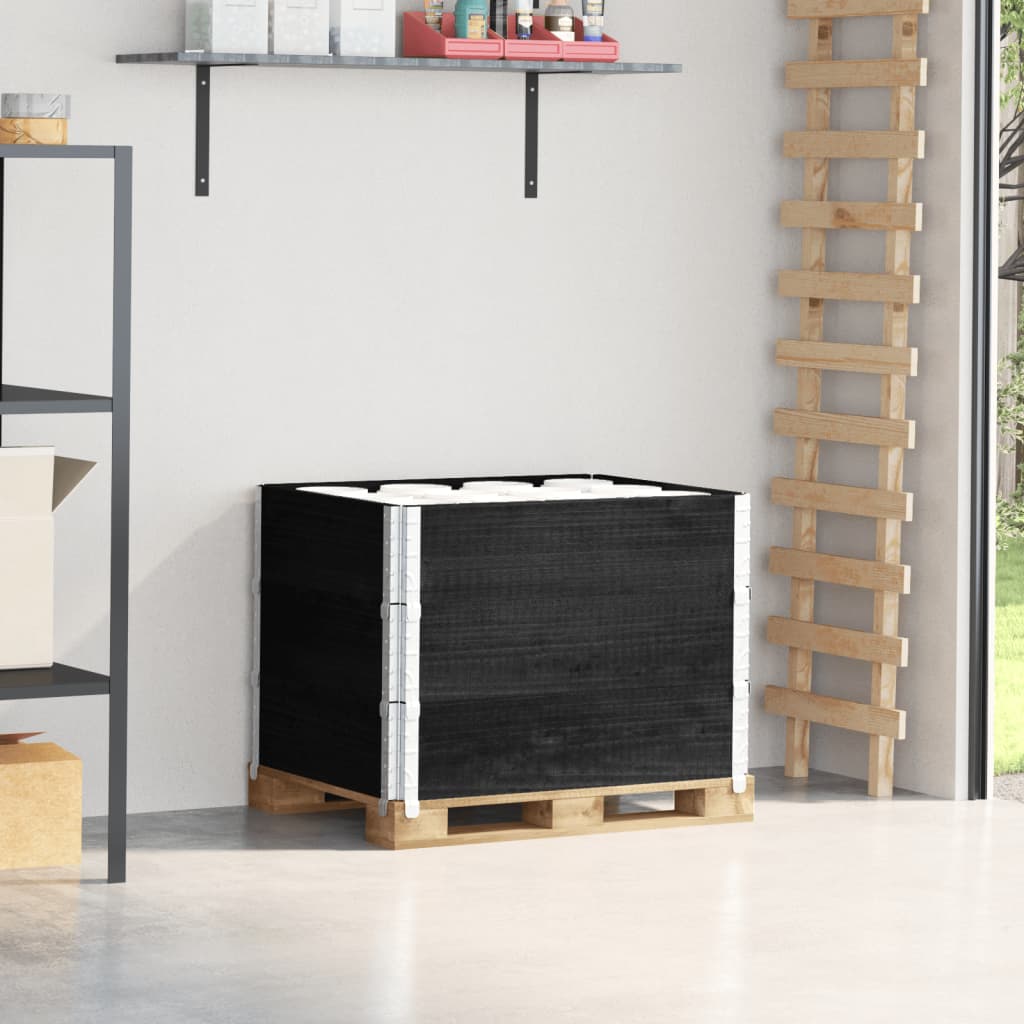 VidaXL Palettenaufsatzrahmen 3 Stk. 80x60 cm massives Kiefernholz schwarz