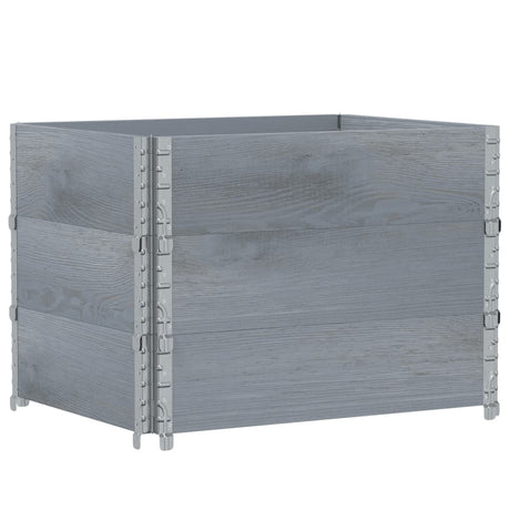 VidaXL Palettenaufsatzrahmen 3 Stk. 80x60 cm massives Kiefernholz grau