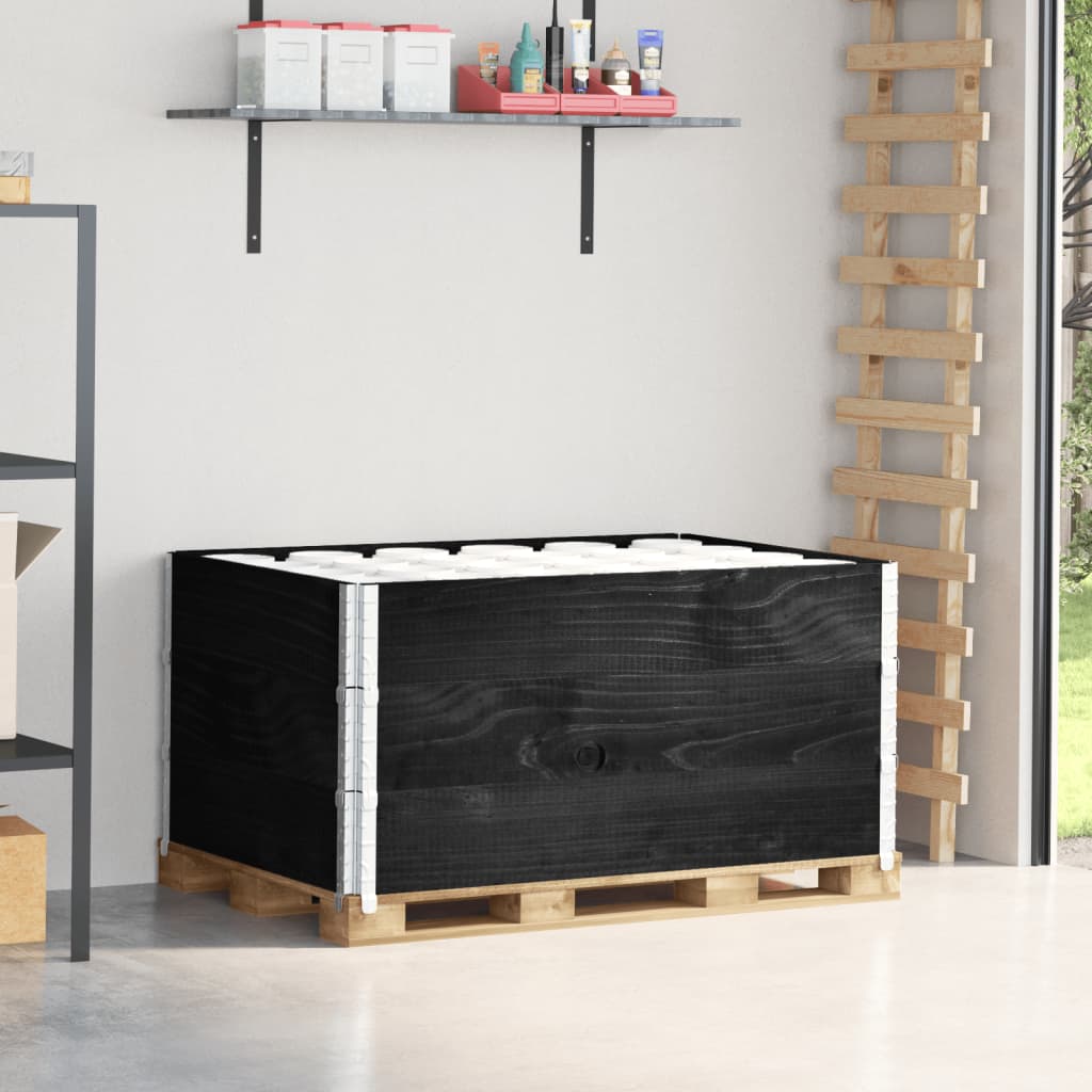 VidaXL Palettenaufsatzrahmen 3 Stk. 120x80 cm massives Kiefernholz schwarz
