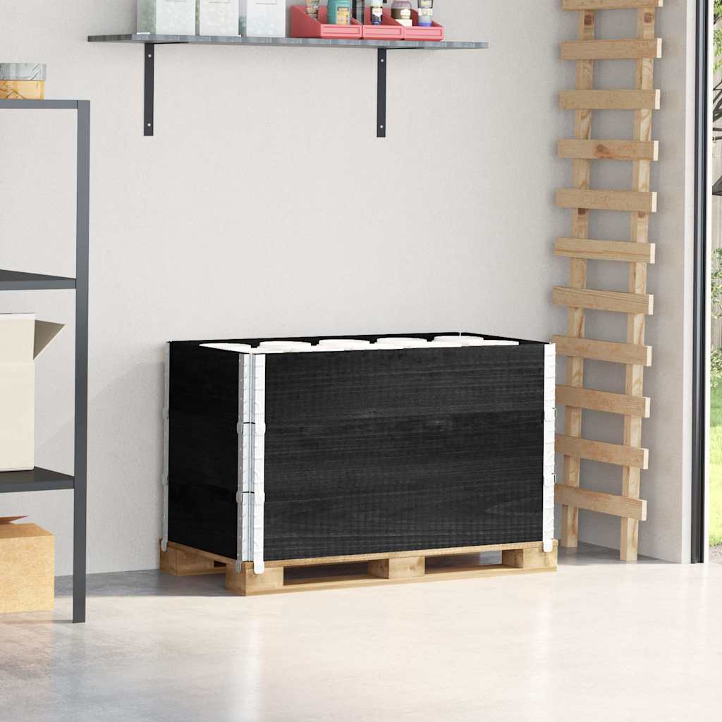 VidaXL Palettenaufsatzrahmen 3 Stk. 100x50 cm massives Kiefernholz schwarz