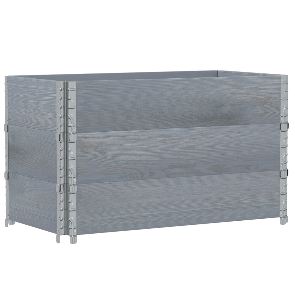 VidaXL Palettenaufsatzrahmen 3 Stk. 100x50 cm massives Kiefernholz grau