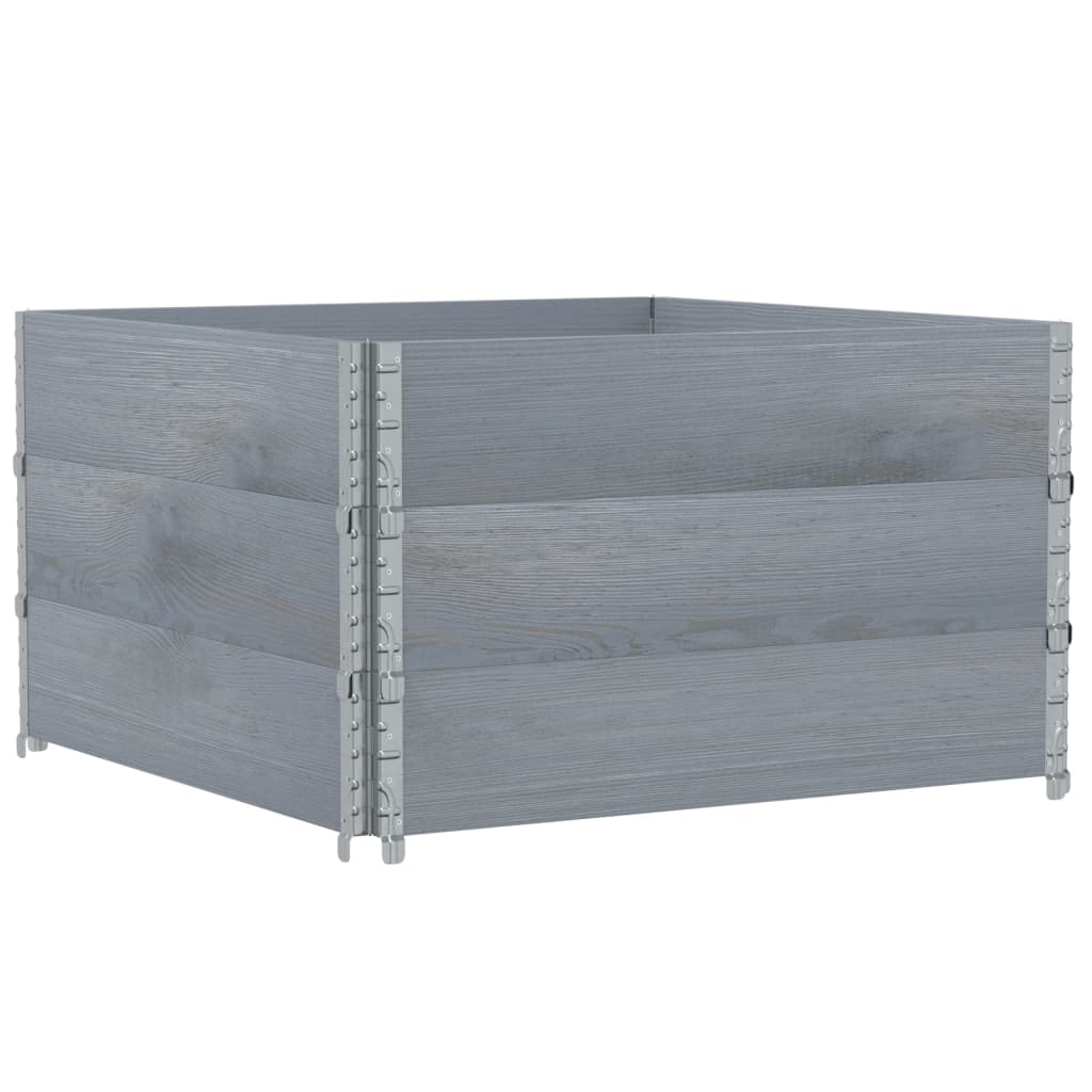 VidaXL Palettenaufsatzrahmen 3 Stk. 100x100 cm massives Kiefernholz grau