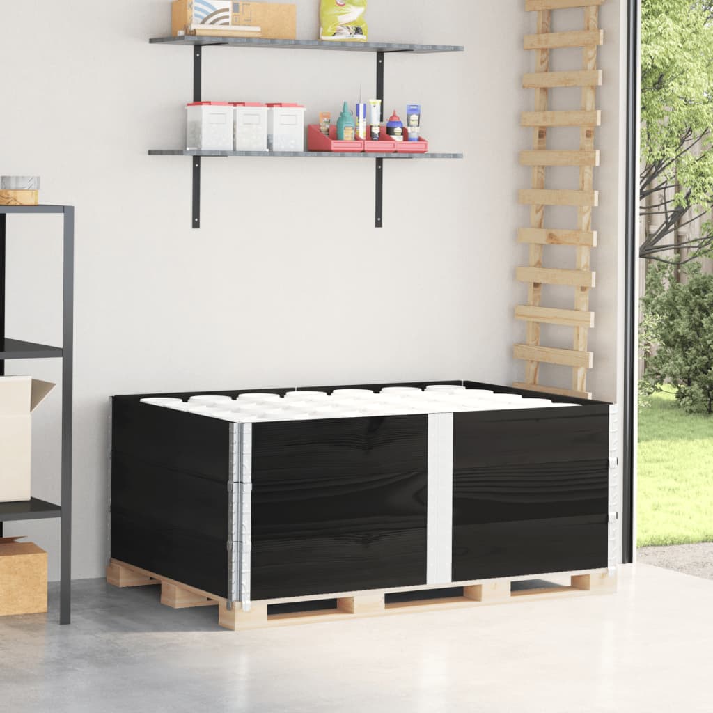 VidaXL Palettenaufsatzrahmen 3 Stk. 150x100 cm massives Kiefernholz schwarz