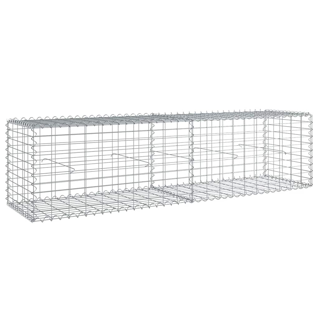VidaXL Gabione 200x50x50 cm verzinktes Eisen silberfarben