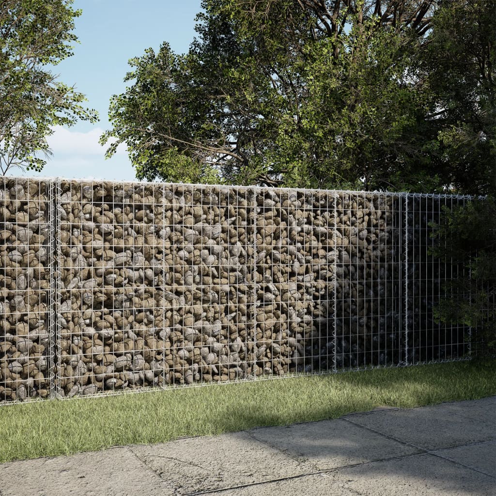 VidaXL Gabione 250x100x100 cm verzinktes Eisen silberfarben