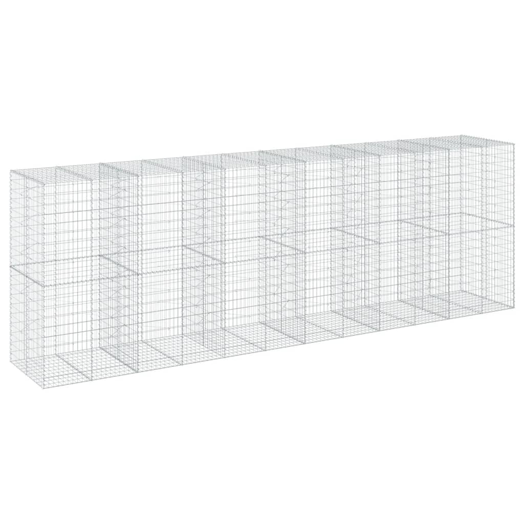 VidaXL Gabione 600x100x200 cm verzinktes Eisen silberfarben