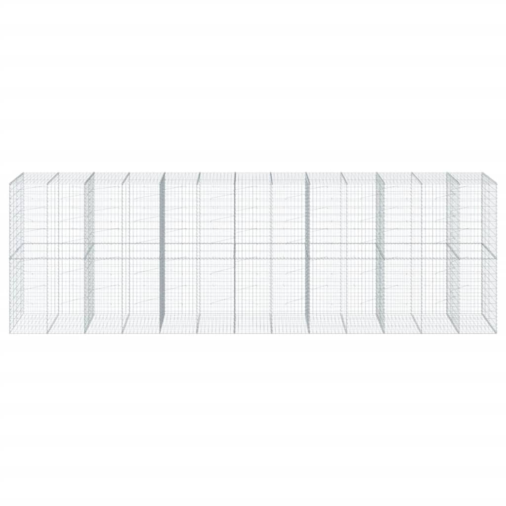 VidaXL Gabione 650x100x200 cm verzinktes Eisen silberfarben