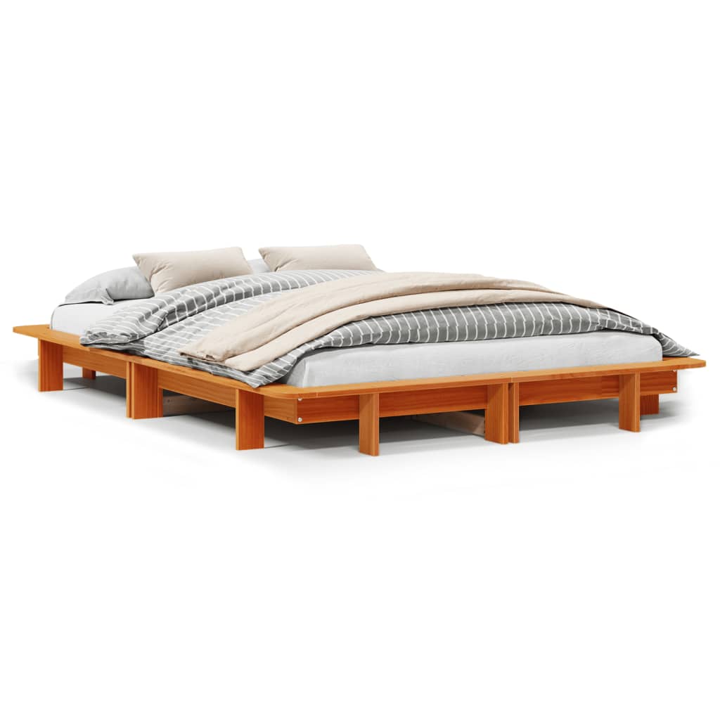 Vidaxl bedframe zonder matras massief grenenhout wasbruin 120x200 cm