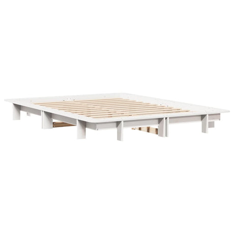 Vidaxl bedframe zonder matras massief grenenhout wit 135x190 cm