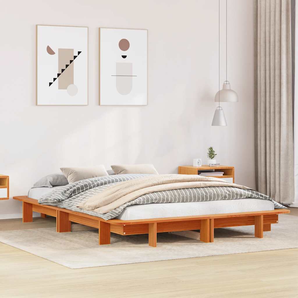 Vidaxl bedframe zonder matras massief grenenhout wasbruin 120x190 cm