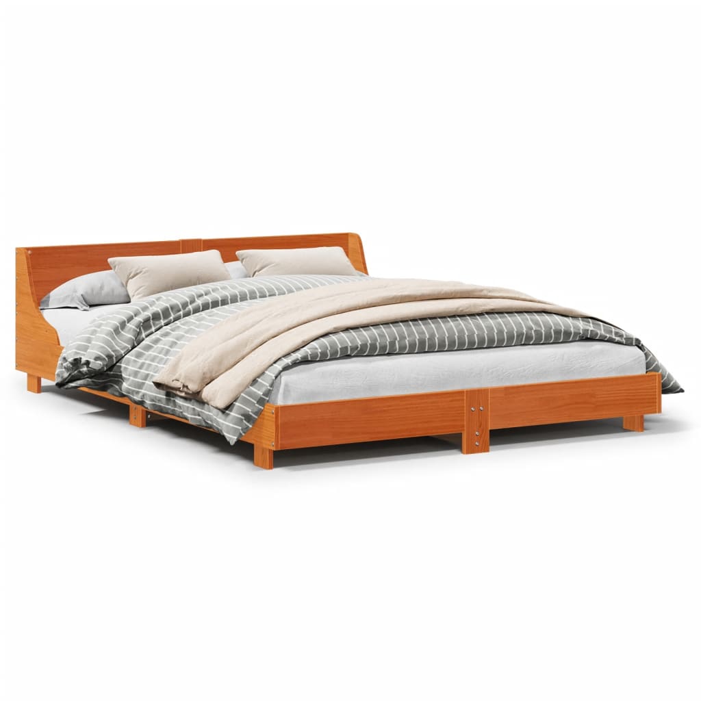 Vidaxl bedframe zonder matras massief grenenhout wasbruin 160x200 cm