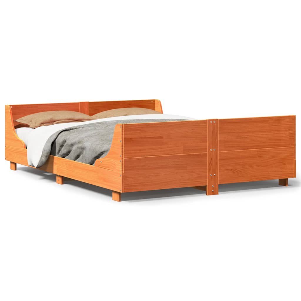 Vidaxl bedframe zonder matras massief grenenhout wasbruin 120x200 cm