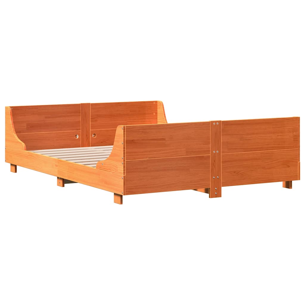 Vidaxl bedframe zonder matras massief grenenhout wasbruin 120x200 cm