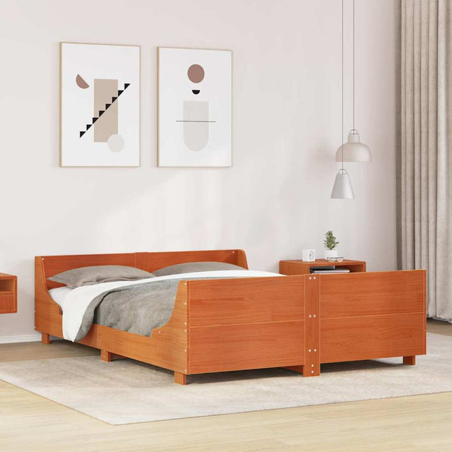 Vidaxl bedframe zonder matras massief grenenhout wasbruin 120x190 cm
