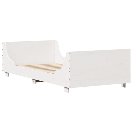 Vidaxl bedframe zonder matras massief grenenhout wit 75x190 cm