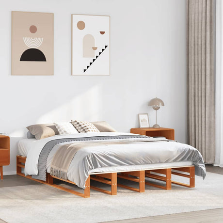 Vidaxl bedframe zonder matras massief grenenhout wasbruin 150x200 cm