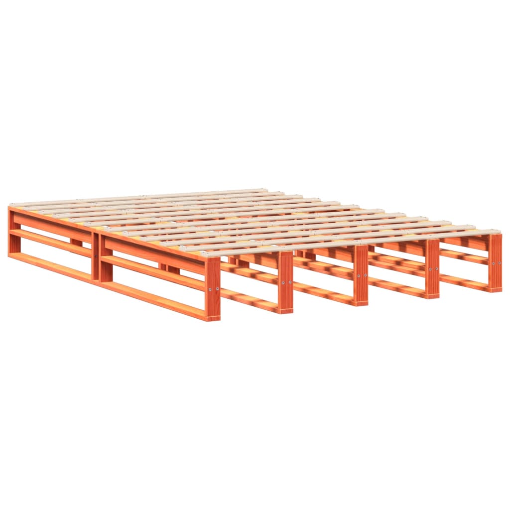 Vidaxl bedframe zonder matras massief grenenhout wasbruin 135x190 cm