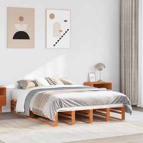 Vidaxl bedframe zonder matras massief grenenhout wasbruin 135x190 cm
