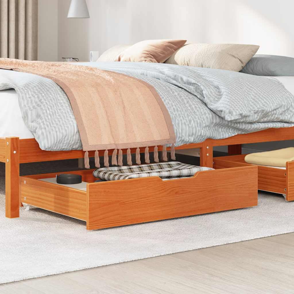 VidaXL Bettschubladen 2 Stk. 80x55x17 massives Kiefernholz, braun gewaschen