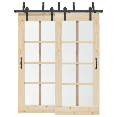 Vidaxxl Box mit Teilen für Schiebetür 183 cm Stahl schwarz