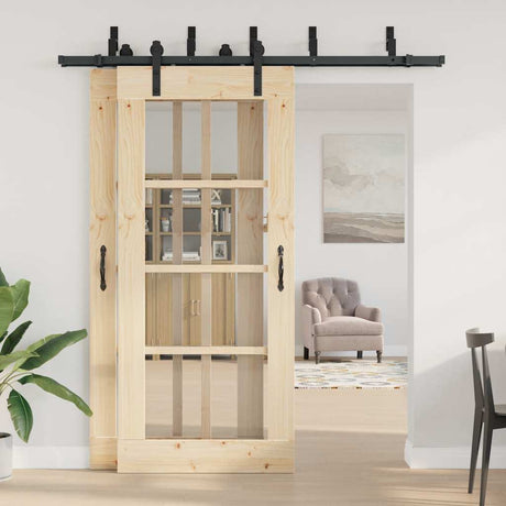 Vidaxxl Box mit Teilen für Schiebetür 200 cm Stahl schwarz
