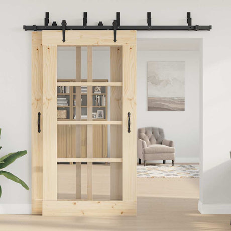 Vidaxxl Box mit Teilen für Schiebetür 213,5 cm Stahl schwarz