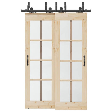 Vidaxxl Box mit Teilen für Schiebetür 152,5 cm Stahl schwarz