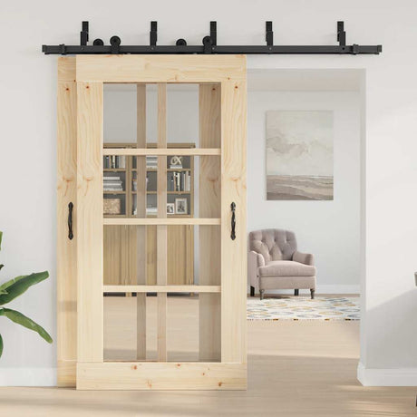 Vidaxxl Box mit Teilen für Schiebetür 213,5 cm Stahl schwarz