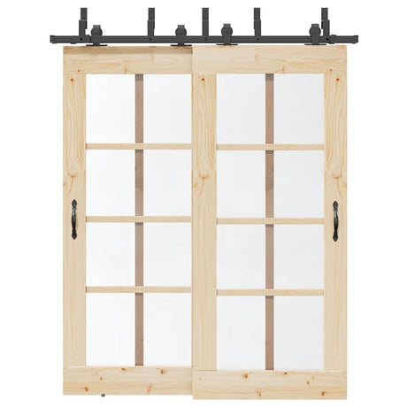Vidaxxl Box mit Teilen für Schiebetür 183 cm Stahl schwarz
