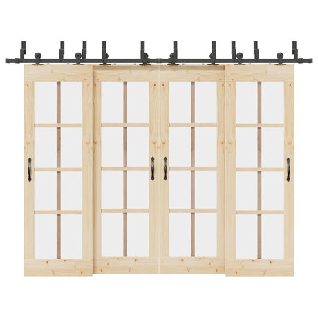 Vidaxxl Box mit Teilen für Schiebetür 305 cm Stahl schwarz