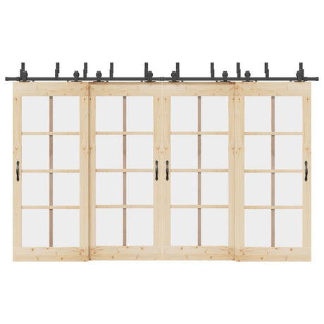 Vidaxxl Box mit Teilen für Schiebetür 366 cm Stahl schwarz