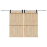 Vidaxxl Box mit Teilen für Schiebetür 366 cm Stahl schwarz