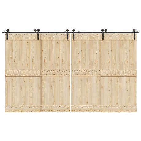 Vidaxxl Box mit Teilen für Schiebetür 366 cm Stahl schwarz