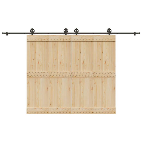 Vidaxxl Box mit Teilen für Schiebetür 366 cm Stahl schwarz