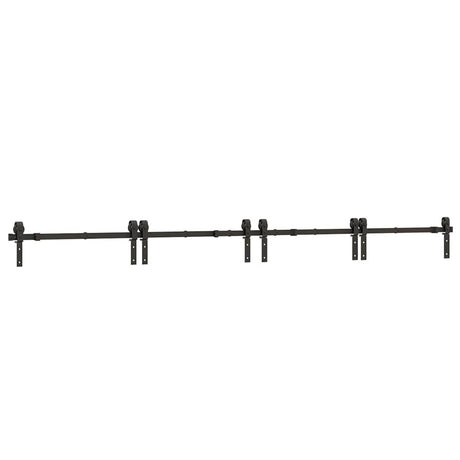 Vidaxxl Box mit Teilen für Schiebetür 366 cm Stahl schwarz