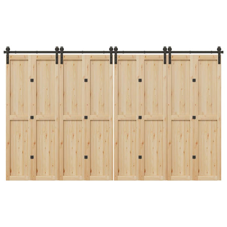 Vidaxxl Box mit Teilen für Schiebetür 366 cm Stahl schwarz