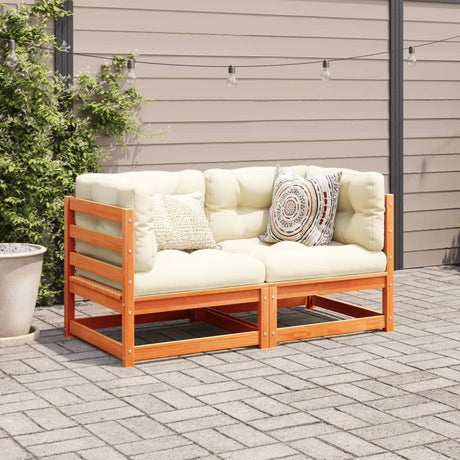 Vidaxl 2-delige loungeset met kussens massief grenenhout wasbruin