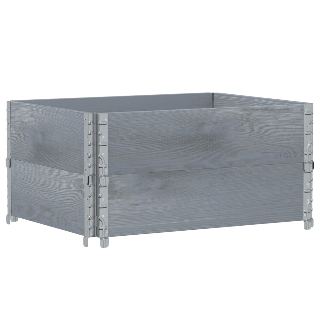 Vidaxx Palettenaufsatzrahmen 2 Stk. 80x60 cm massives Kiefernholz grau