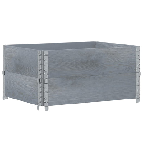 Vidaxx Palettenaufsatzrahmen 2 Stk. 80x60 cm massives Kiefernholz grau