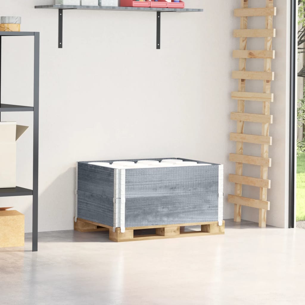 Vidaxx Palettenaufsatzrahmen 2 Stk. 80x60 cm massives Kiefernholz grau