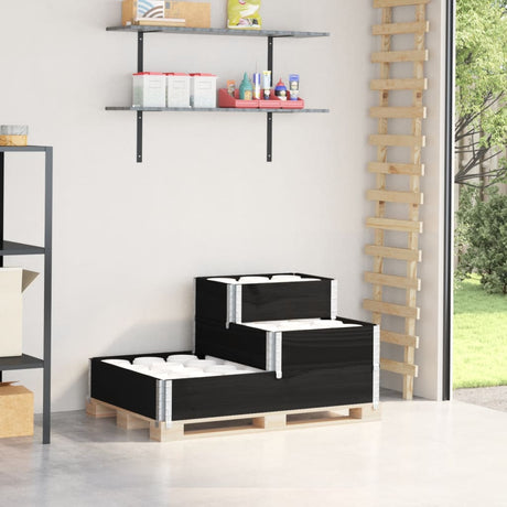 Vidaxx Hochkübel 3-lagig 120x80 cm massives Kiefernholz schwarz