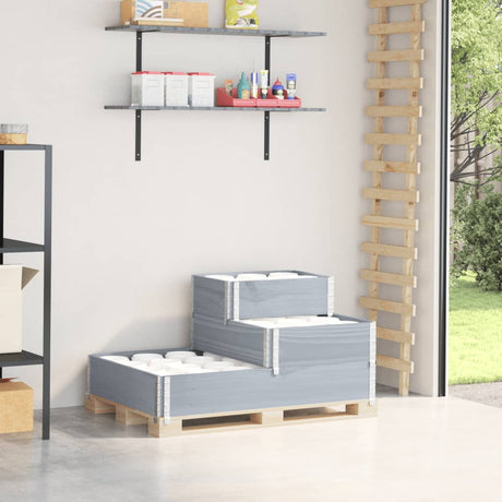 Vidaxx erhöhter Pflanzkasten 3-lagig 120x80 cm massives Kiefernholz grau