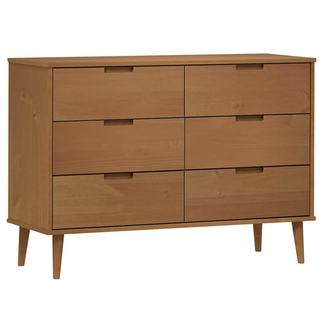 Vidaxl ladekast molde 113x40x80 cm massief grenenhout bruin