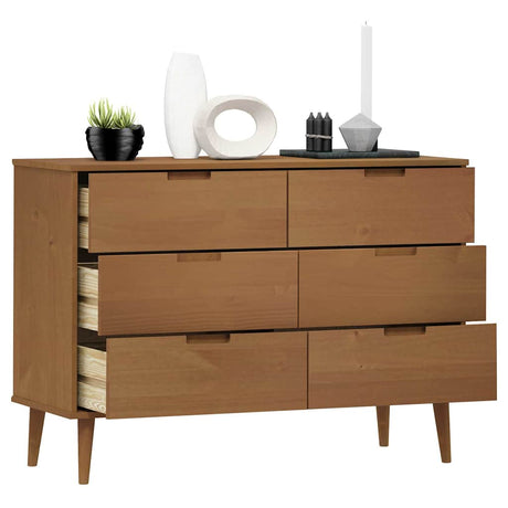 Vidaxl ladekast molde 113x40x80 cm massief grenenhout bruin