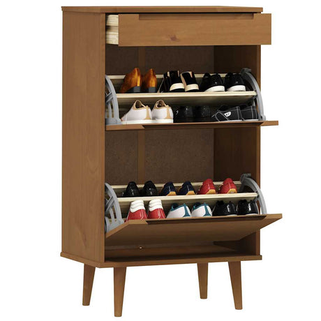 Vidaxx Schuhschrank Molde 59,5x35x103 cm massives Kiefernholz braun