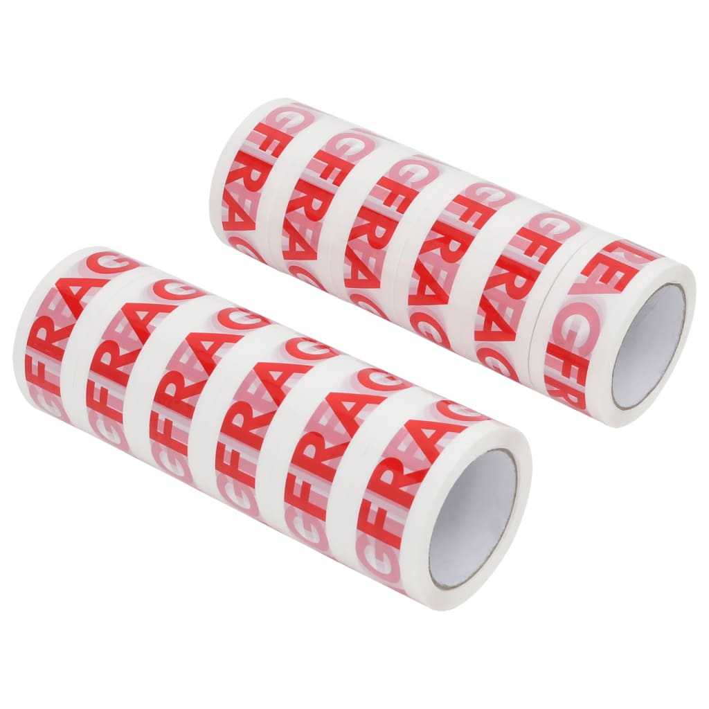 VidaXL Verpackungsbänder 12 Stück mit FRAGILE-Aufdruck 48 mm x 66 m weiß