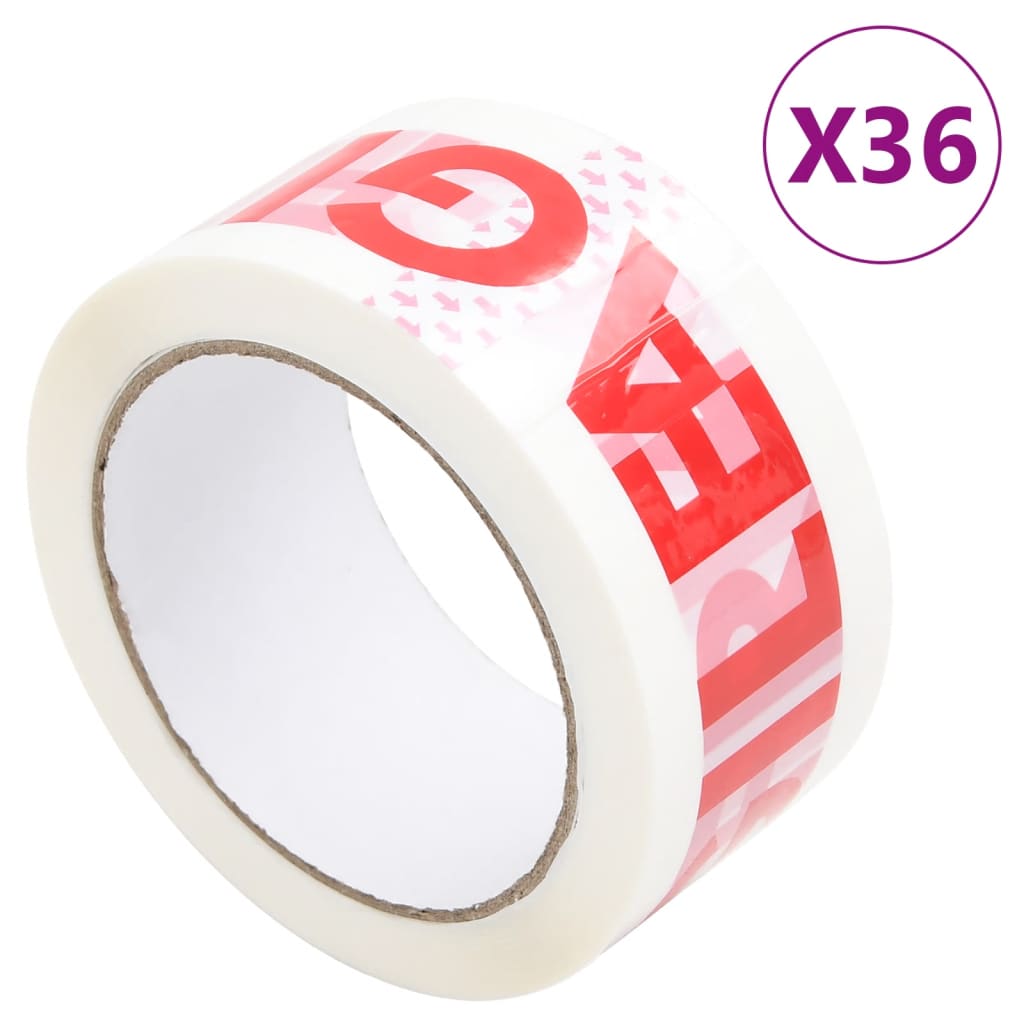 VidaXL Verpackungsbänder 36 Stück mit FRAGILE-Aufdruck 48 mm x 66 m weiß