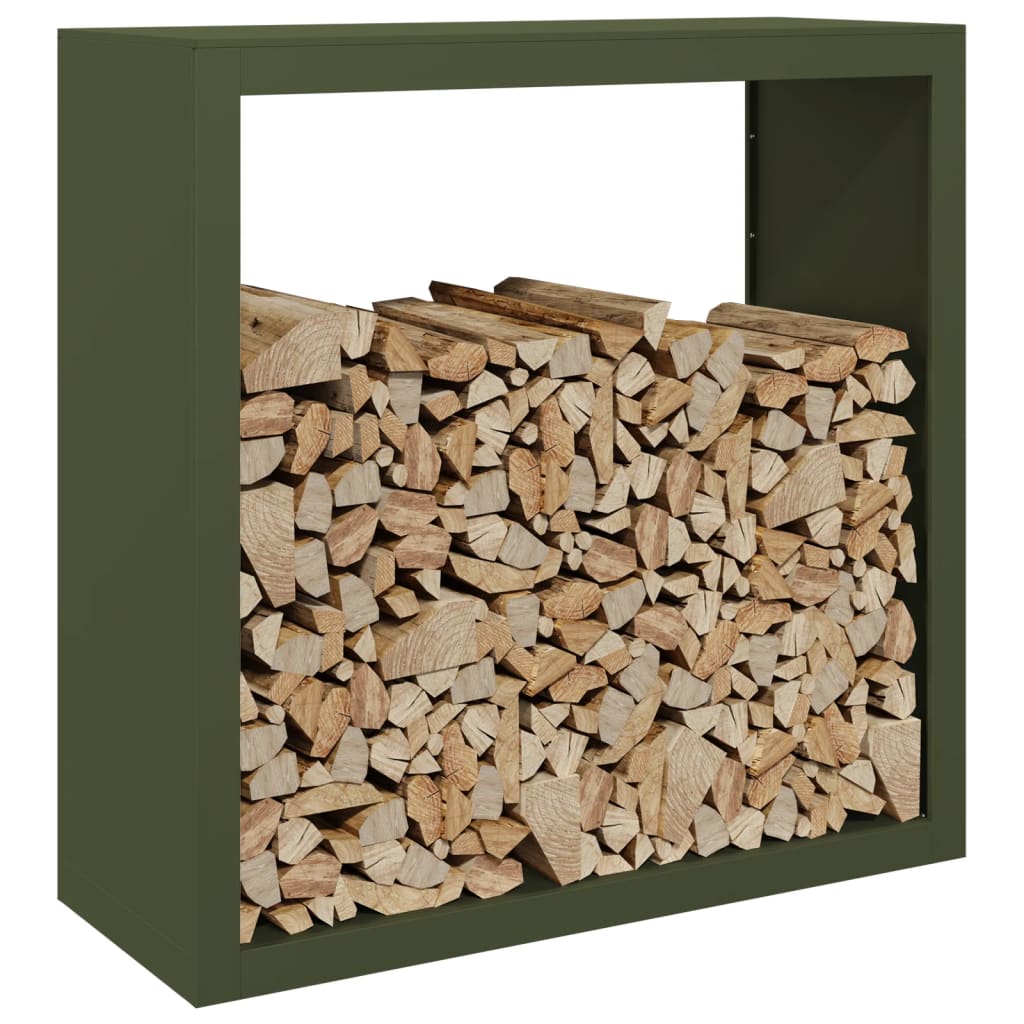 Vidaxx Brennholzregal 100x40x100 cm Stahl grün